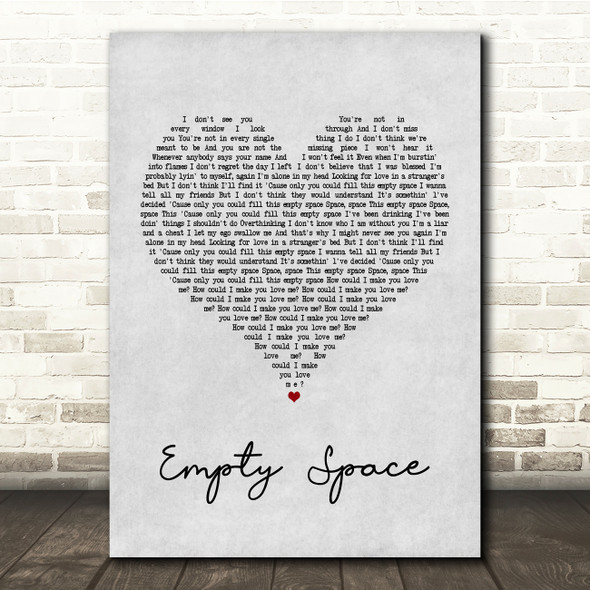 James Arthur Empty Space Grey Heart Song Lyric Quote Print