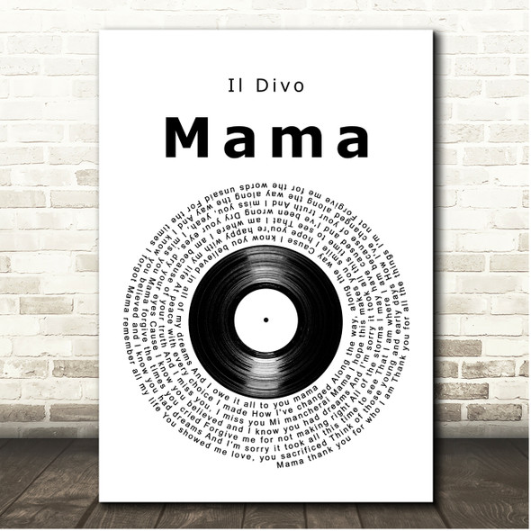 Il Divo Mama Vinyl Record Song Lyric Print