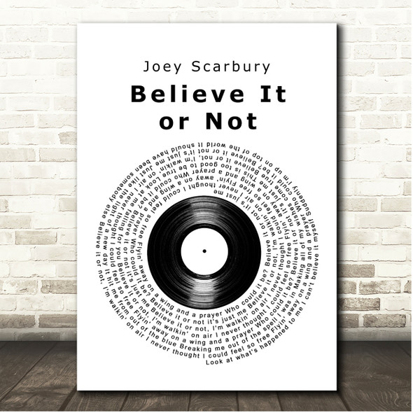 Joey Scarbury Believe It or Not Vinyl Record Song Lyric Print