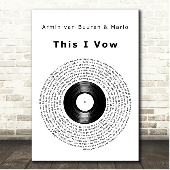 Armin van Buuren & Marlo This I Vow Vinyl Record Song Lyric Print