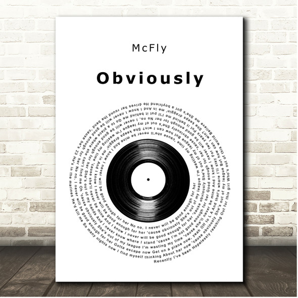 McFly Obviously Vinyl Record Song Lyric Print