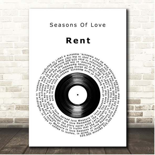 Rent Seasons Of Love Vinyl Record Song Lyric Print
