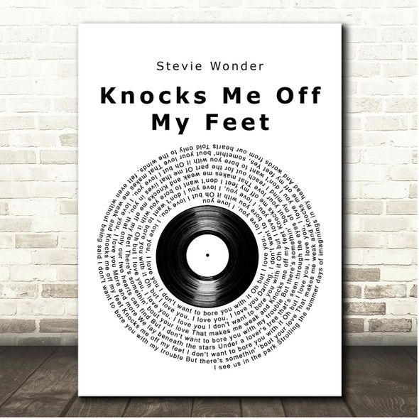 Stevie Wonder Knocks Me Off My Feet Vinyl Record Song Lyric Print
