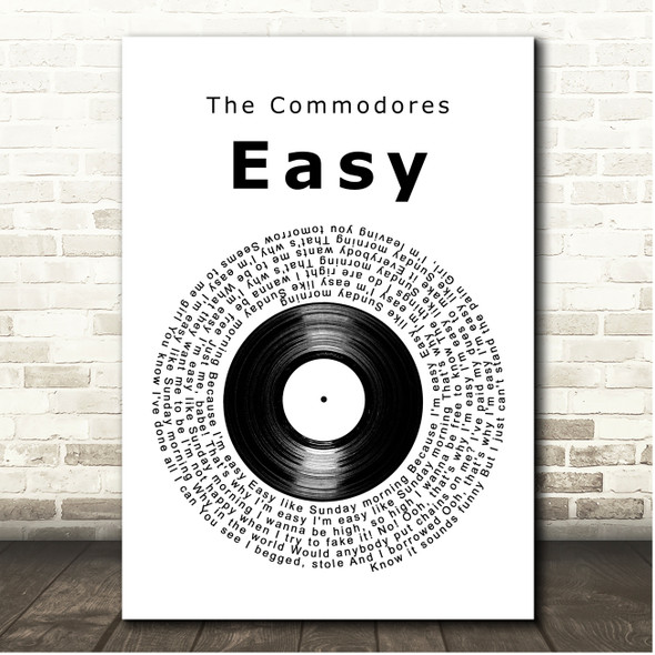 The Commodores Easy Vinyl Record Song Lyric Print