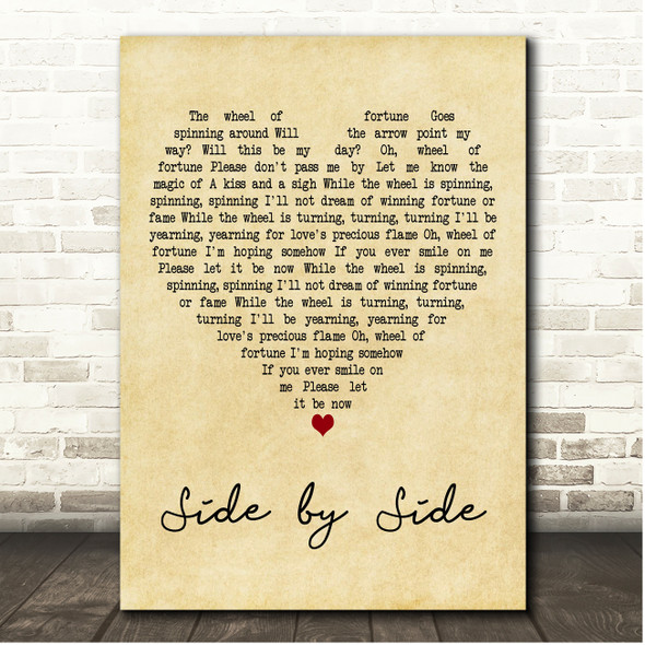 Kay Starr Side by Side Vintage Heart Song Lyric Print