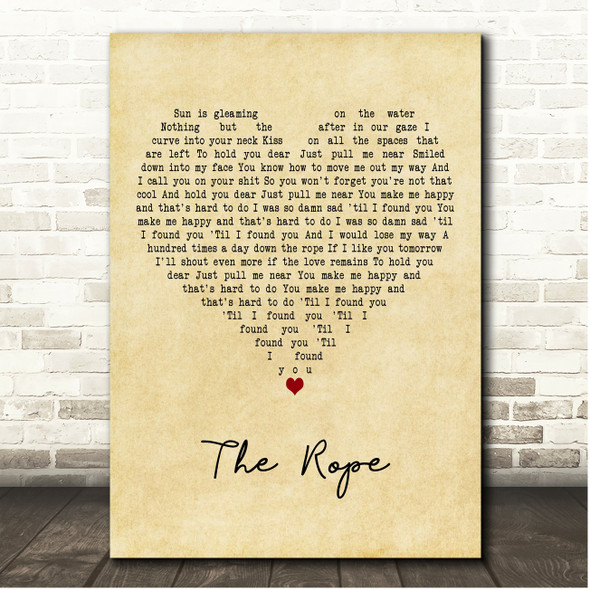 Lane 8 The Rope Vintage Heart Song Lyric Print