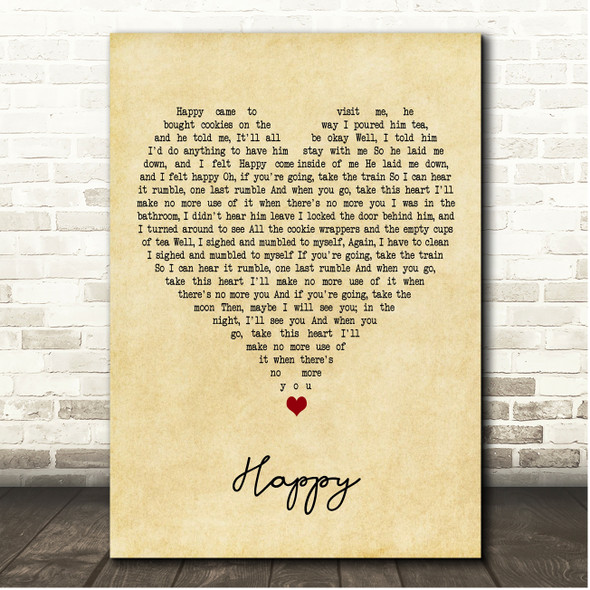 Mitski Happy Vintage Heart Song Lyric Print