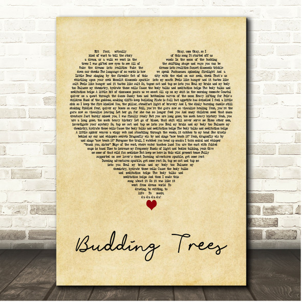Nahko And Medicine For The People Budding Trees Vintage Heart Song Lyric Print