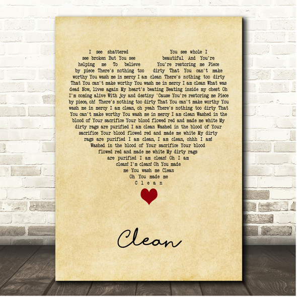 Natalie Grant Clean Vintage Heart Song Lyric Print