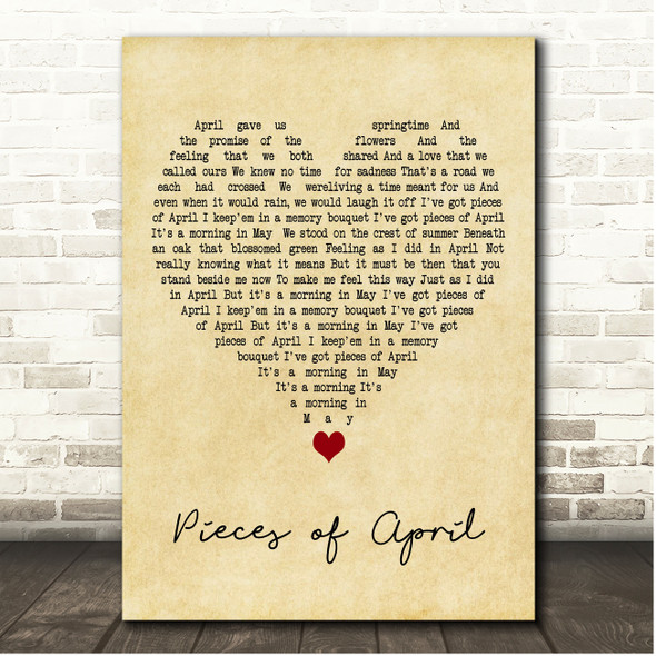 Pieces of April Pieces of April Vintage Heart Song Lyric Print