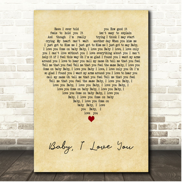 Ramones Baby, I Love You Vintage Heart Song Lyric Print