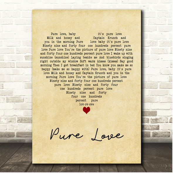 Ronnie Milsap Pure Love Vintage Heart Song Lyric Print