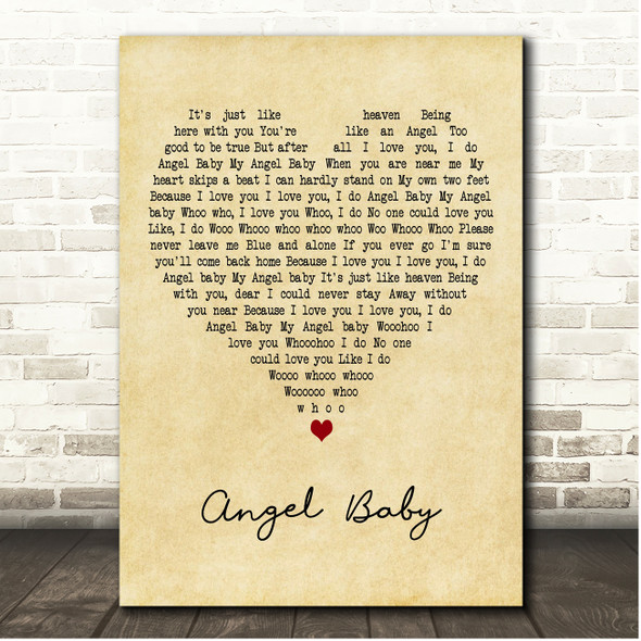 Rosie & The Originals Angel Baby Vintage Heart Song Lyric Print