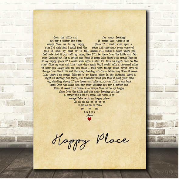 Saint PHNX Happy Place Vintage Heart Song Lyric Print