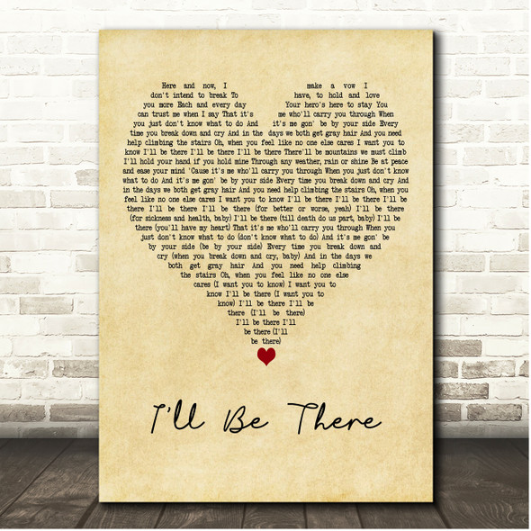 Second Chance I'll Be There Vintage Heart Song Lyric Print