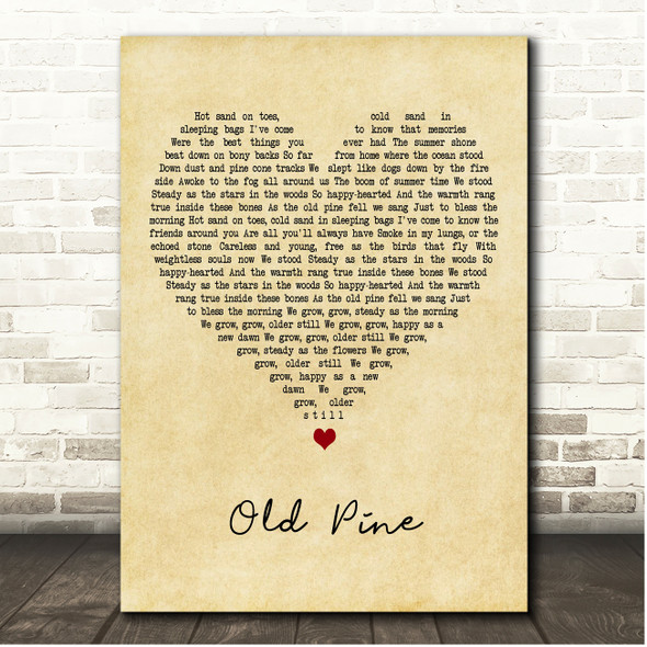Ben Howard Old Pine Vintage Heart Song Lyric Print