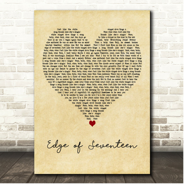 Stevie Nicks Edge of Seventeen Vintage Heart Song Lyric Print