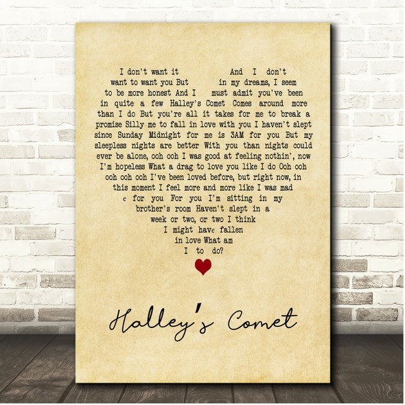 Billie Eilish Halleys Comet Vintage Heart Song Lyric Print