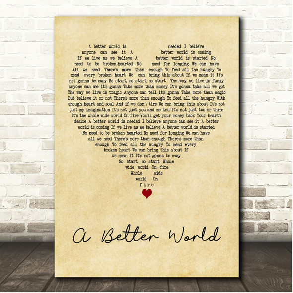 The Monkees A Better World Vintage Heart Song Lyric Print