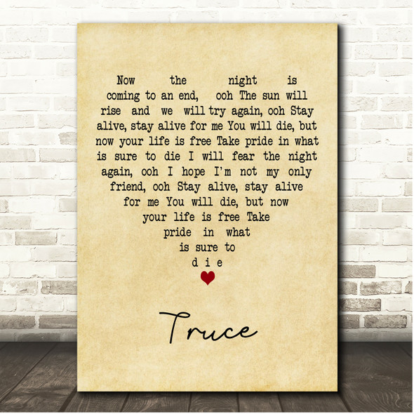 Twenty One Pilots Truce Vintage Heart Song Lyric Print