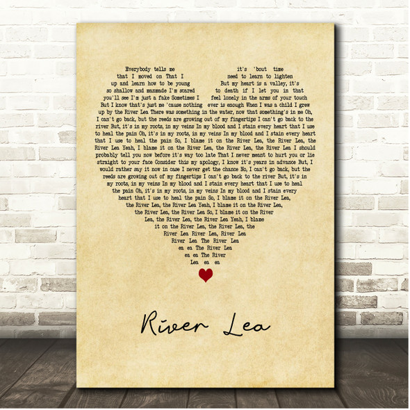 Adele River Lea Vintage Heart Song Lyric Print