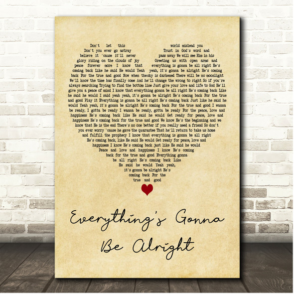 Al Green Everythings Gonna Be Alright Vintage Heart Song Lyric Print