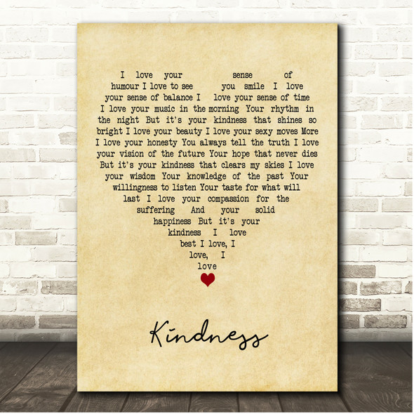 David Wilcox Kindness Vintage Heart Song Lyric Print