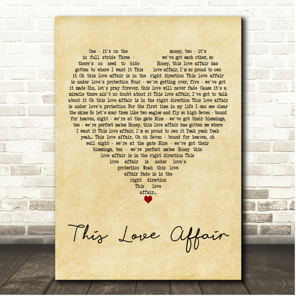 Gloria Gaynor This Love Affair Vintage Heart Song Lyric Print