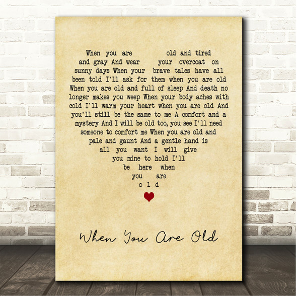 Gretchen Peters When You Are Old Vintage Heart Song Lyric Print