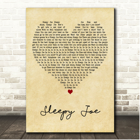 Hermans Hermits Sleepy Joe Vintage Heart Song Lyric Print