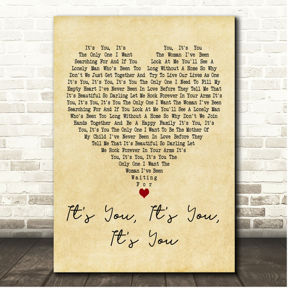 Joe Dolan Its You, Its You, Its You Vintage Heart Song Lyric Print