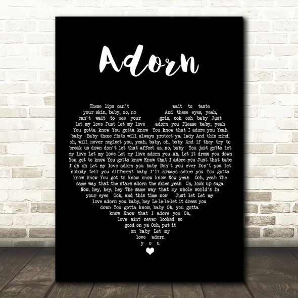 Miguel Adorn Black Heart Song Lyric Quote Print