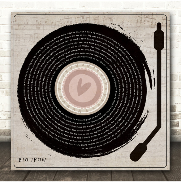 Marty Robbins Big Iron Heart Vinyl Needle Square Song Lyric Print