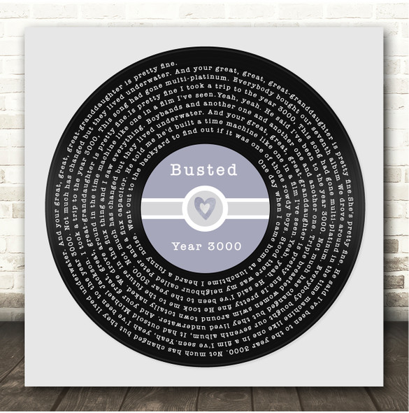 Busted Year 3000 Square Blue Heart Vinyl Record Song Lyric Print