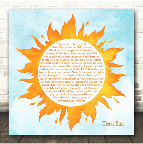 Khruangbin & Leon Bridges Texas Sun Watercolour Sun Sunshine Song Lyric Print