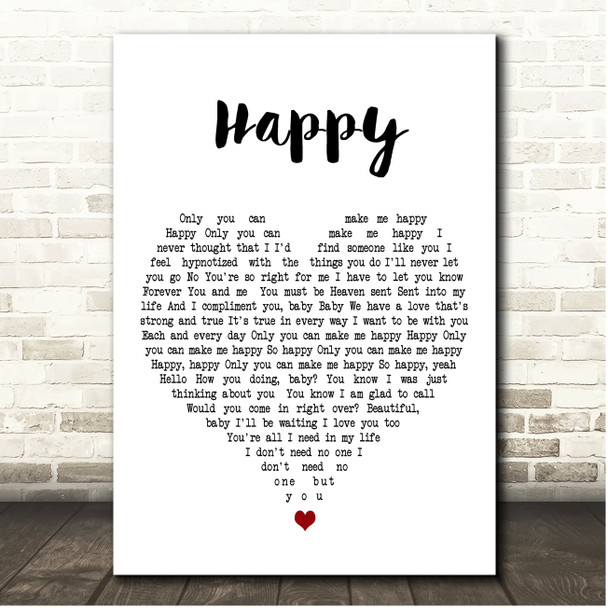 Surface Happy White Heart Song Lyric Print