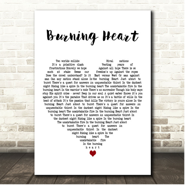 Survivor Burning Heart White Heart Song Lyric Print