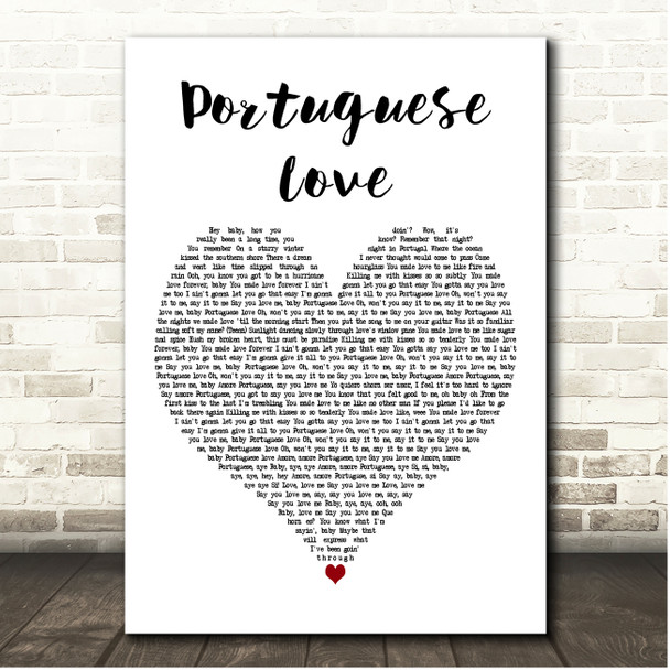 Teena Marie Portuguese Love White Heart Song Lyric Print