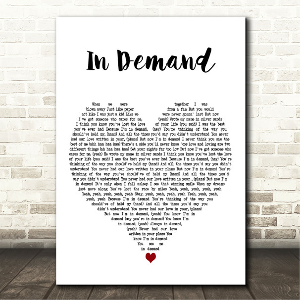 Texas In Demand White Heart Song Lyric Print