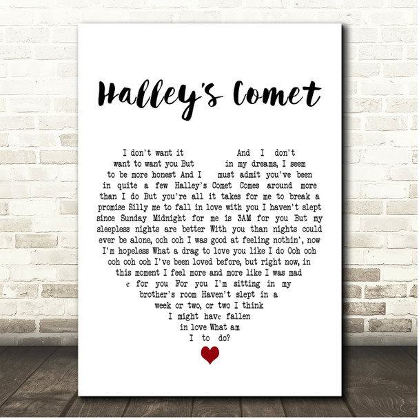 Billie Eilish Halleys Comet White Heart Song Lyric Print