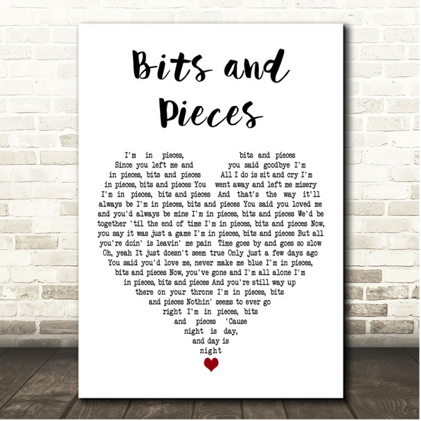 The Dave Clark Five Bits and Pieces White Heart Song Lyric Print