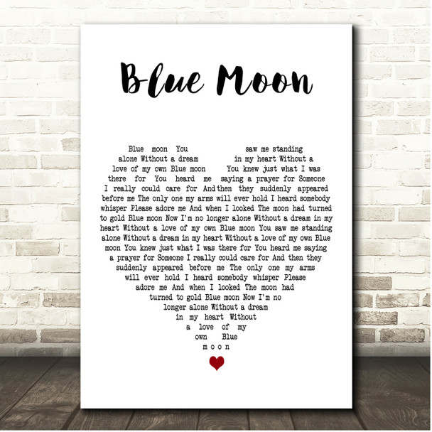 Billie Holiday Blue Moon White Heart Song Lyric Print