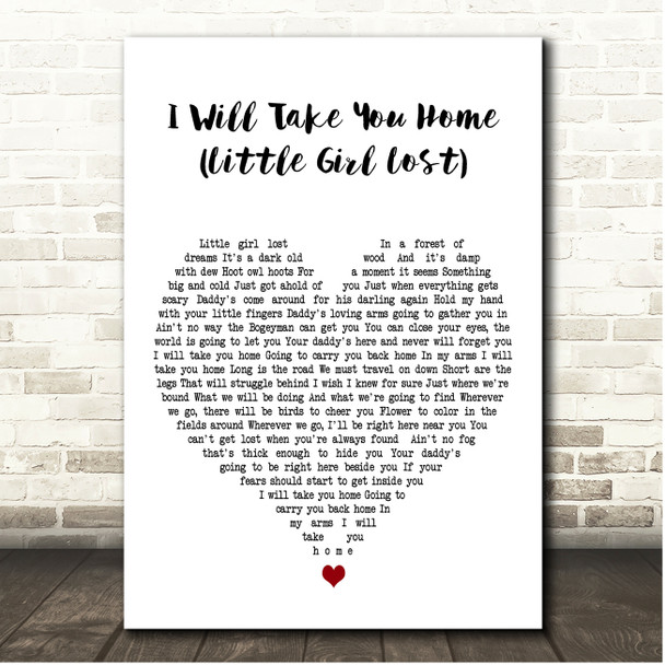 The Grateful Dead I Will Take You Home (Little Girl Lost) White Heart Song Lyric Print