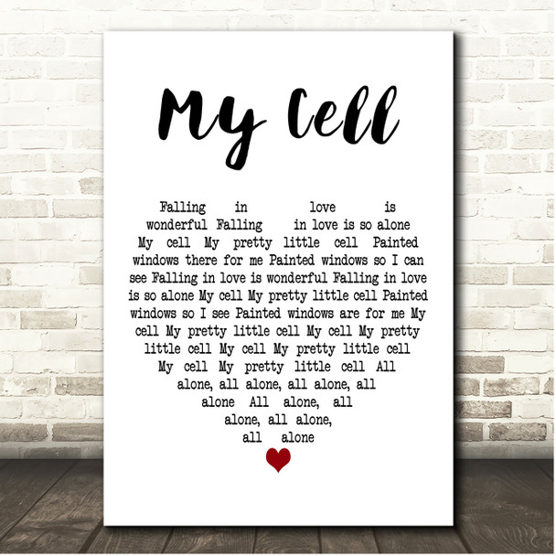 The Lumineers My Cell White Heart Song Lyric Print