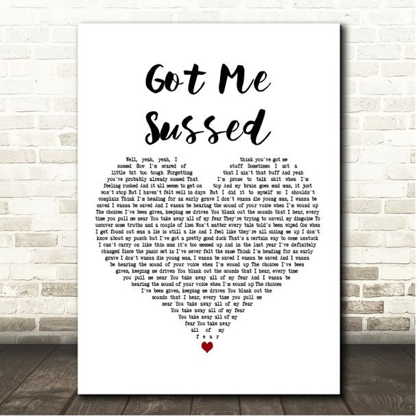 The Twang Got Me Sussed White Heart Song Lyric Print