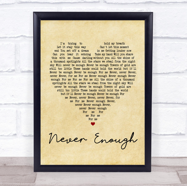 Loren Allred Never Enough Vintage Heart Song Lyric Quote Print