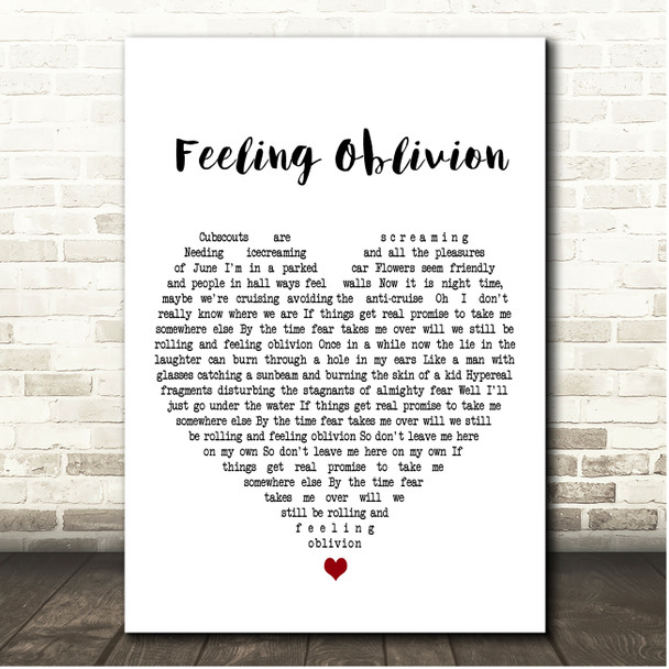 Turin Breaks Feeling Oblivion White Heart Song Lyric Print