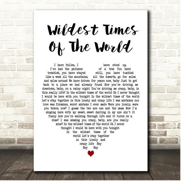 Vonda Shepard Wildest Times Of The World White Heart Song Lyric Print