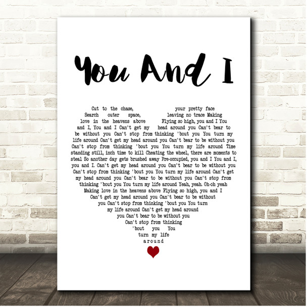 Will Young You And I White Heart Song Lyric Print