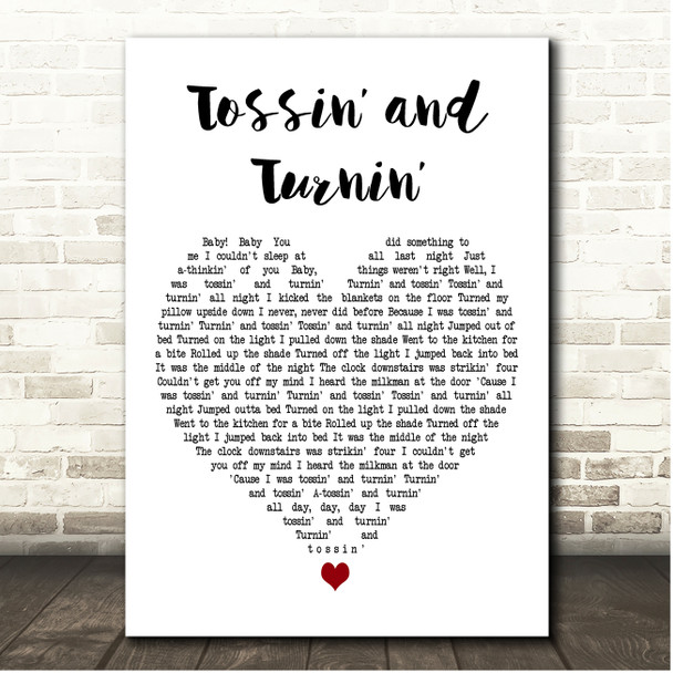 Bobby Lewis Tossin and Turnin White Heart Song Lyric Print